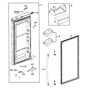 Refrigerator Door R Diagram and Parts List for RFG293HAPN XAA-0001 Samsung Refrigerator
