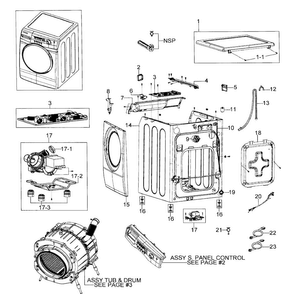 Main Assy Diagram and Parts List for WF306LAW XAA-0000 Samsung Washer