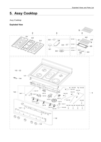 Cooktop Assembly Diagram and Parts List for NX60A6511SS AA-01 Samsung Range