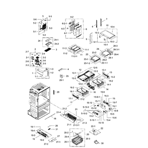 Fridge Diagram and Parts List for RF28HMEDBSR AA-0009 Samsung Refrigerator