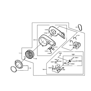 Motor Assembly Diagram and Parts List for DV407AEW XAA-01 Samsung Dryer