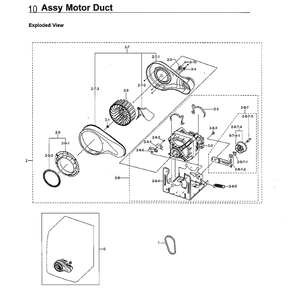 Motor Assembly Diagram and Parts List for DVG60M9900W A3-0000 Samsung Dryer