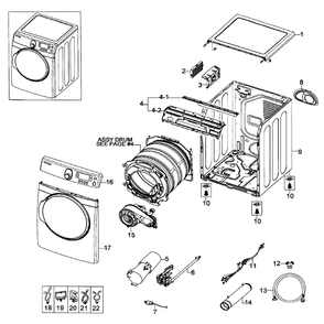 Main Assembly Diagram and Parts List for DV448AGP XAA-01 Samsung Dryer