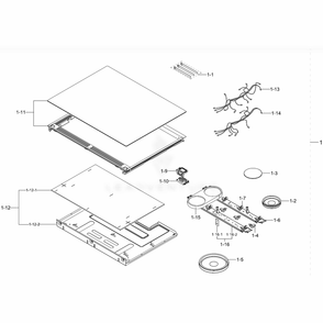 Assembly Cooktop Diagram and Parts List for NE58F9710WS (AC)(0002) Samsung Range