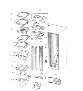 Refrigerator Diagram and Parts List for RS2530BWP XAA-0000 Samsung Refrigerator