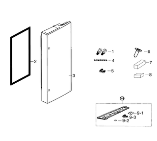 Door Right Diagram and Parts List for RF260BEAESR AA-0000 Samsung Refrigerator