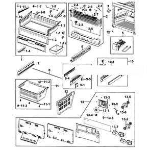 Freezer Diagram and Parts List for RFG293HAPN XAA-0001 Samsung Refrigerator