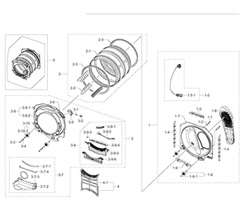 Drum Diagram and Parts List for DV395ETPASU A1-0000 Samsung Dryer