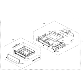 Drawer Assembly Diagram and Parts List for NE59J7650WS AA-00 Samsung Range