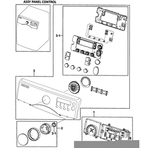 Control Panel Diagram and Parts List for DV350AGW XAA-0000 Samsung Dryer