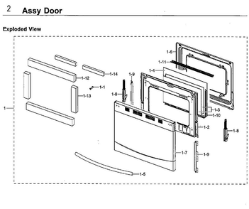 Door Diagram and Parts List for NX58F5500SS AA-00 Samsung Range