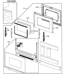 Door Assy Diagram and Parts List for FTQ353IWUX XAA-0000 Samsung Range