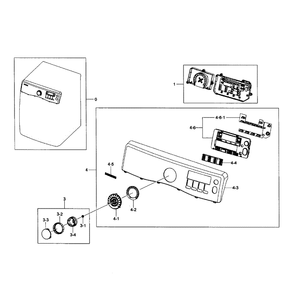 Control Panel Diagram and Parts List for DV431AEW XAA-02 Samsung Dryer