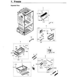 Freezer Diagram and Parts List for RF23HCEDBWW AA-11 Samsung Refrigerator