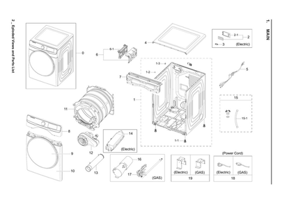 Part Location Diagram of DC93-00824B Samsung Main Wire Harness Assembly
