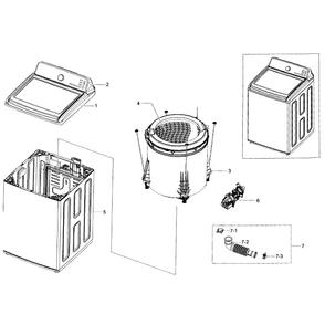 Cabinet Diagram and Parts List for WA48H7400AP A2-01 Samsung Washer