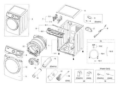 Part Location Diagram of DC97-15979J Samsung Assembly FRAME FRONT;DV6000H