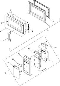 Control Panel/door Assembly Diagram and Parts List for SMV9165SC XAA Samsung Microwave