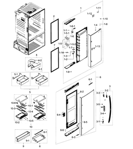 Fridge Door Diagram and Parts List for RF28HDEDBSR AA-0010 Samsung Refrigerator