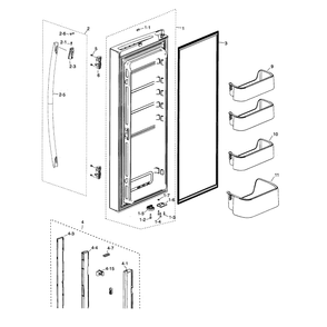 Fridge Door L Diagram and Parts List for RF20HFENBSR AA-0000 Samsung Refrigerator