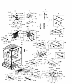 Fridge Diagram and Parts List for RF30HDEDTSR AA-0005 Samsung Refrigerator
