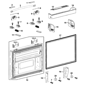 Freezer Door Diagram and Parts List for RF267AZPN XAA-0000 Samsung Refrigerator