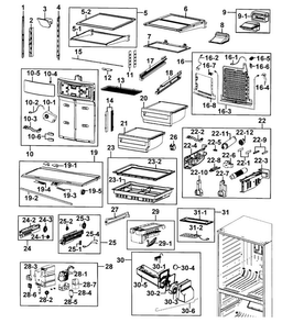 Refrigerator Diagram and Parts List for RF4287HAPN XAA-0001 Samsung Refrigerator