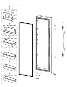 Refrig Door Diagram and Parts List for RSG257AARS XAA-0000 Samsung Refrigerator