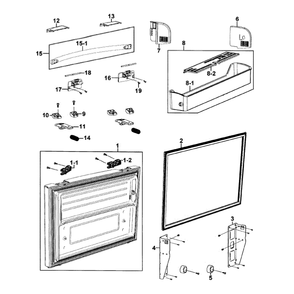 Freezer Door Diagram and Parts List for RF266AZPN XAA-0000 Samsung Refrigerator