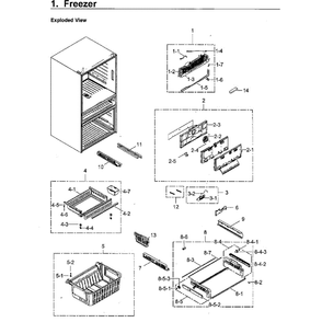 Freezer Diagram and Parts List for RF23M8090SR AA-0000 Samsung Refrigerator