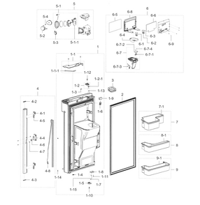 Fridge Door L Diagram and Parts List for RF28K9070SG AA-0000 Samsung Refrigerator