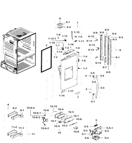 Left Door Diagram and Parts List for RF28HFEDTBC AA-05 Samsung Refrigerator