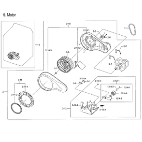 Motor Duct Diagram and Parts List for DVE50M7450P A3-00 Samsung Dryer