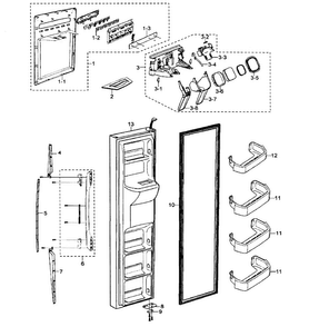 Left Door Diagram and Parts List for RS2630WW XAA Samsung Refrigerator