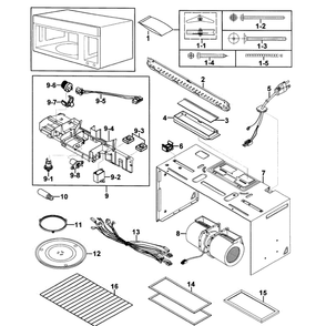 Cabinet 1 Diagram and Parts List for SMH7187STG XAA-0000 Samsung Microwave