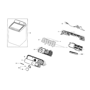Control Panel Diagram and Parts List for WA45H7000AW A2-01 Samsung Washer