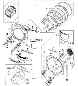 Drum Assy Diagram and Parts List for 40299032012  Kenmore Dryer