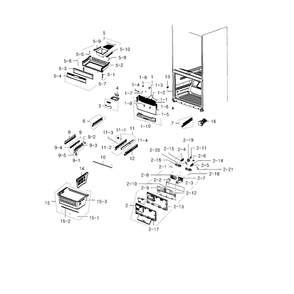 Freezer Diagram and Parts List for RFG237AABP XAA-03 Samsung Refrigerator