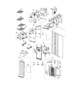 Freezer Diagram and Parts List for RS25H5000SP AA-0000 Samsung Refrigerator