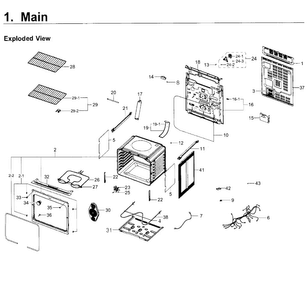 Main Asy Diagram and Parts List for NE59J3420SW AA-0002 Samsung Range