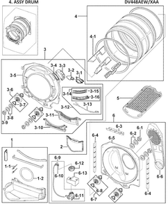 Part Location Diagram of DC97-14999C Samsung Assembly DRUM BACK;DV448AEW/