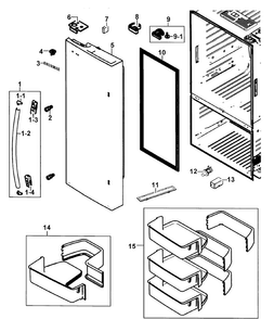 Right Door Diagram and Parts List for RF263BEAESR AA-0000 Samsung Refrigerator