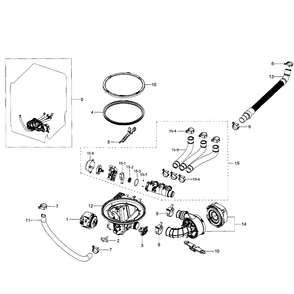 Pump Diagram and Parts List for DW80H9940US AA-01 Samsung Dishwasher