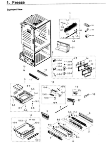Freezer Diagram and Parts List for RF263TEAEWW AA-0002 Samsung Refrigerator