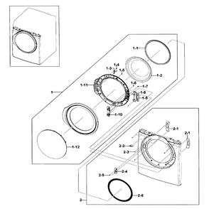 Frame Front And Door Diagram and Parts List for DV330AEB XAA-03 Samsung Dryer
