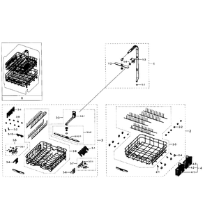 Wash Assembly Diagram and Parts List for DW80J7550UW AA-0001 Samsung Dishwasher