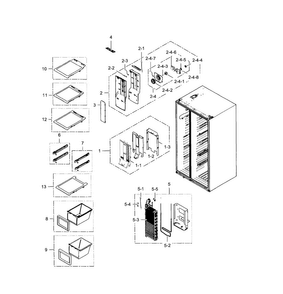 Freezer Diagram and Parts List for RS25H5111WW AA-0000 Samsung Refrigerator
