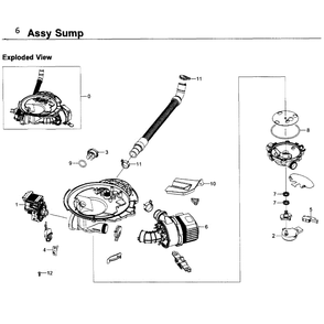Sump Diagram and Parts List for DW80K7050UG AA-0000 Samsung Dishwasher
