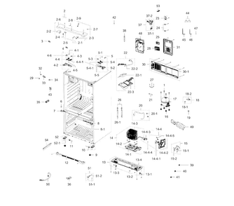Cabinet Diagram and Parts List for RFG237AARS XAA-0002 Samsung Refrigerator