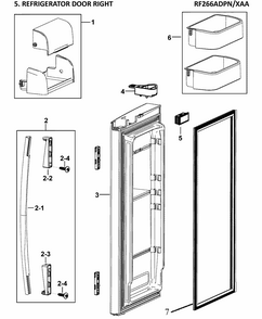 Part Location Diagram of DA91-02829B Samsung Assembly DOOR FOAM REF-R;AW-